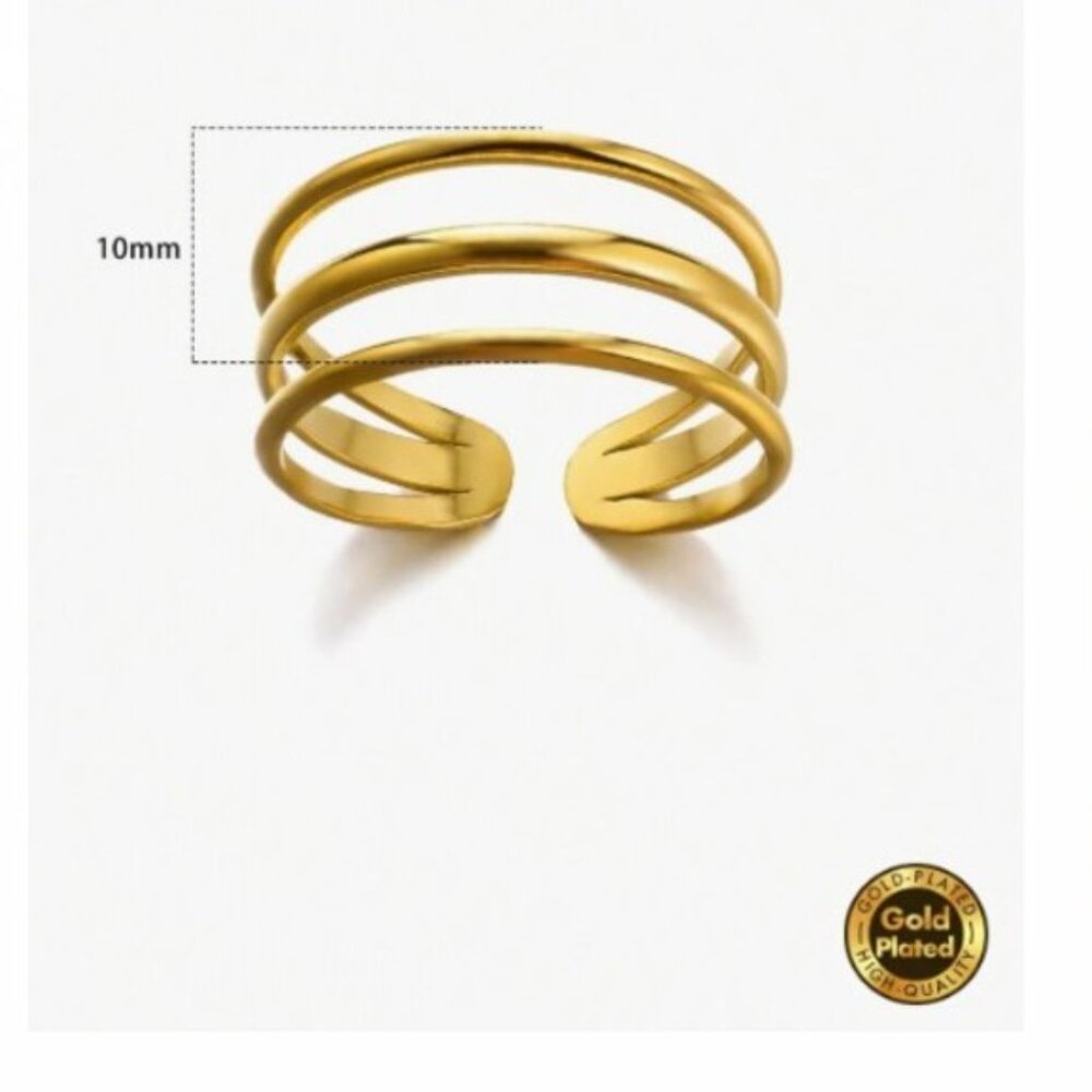 2 FOR 10$ NWT 3 bands gold ring O/S Stainless Steel Plated gold